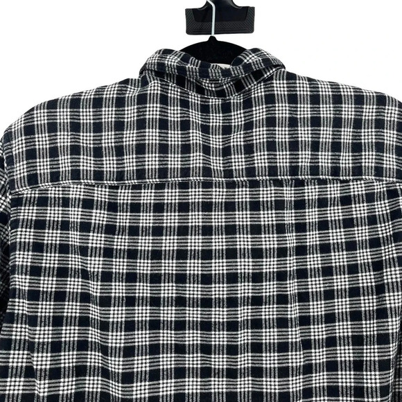 AllSaints Petro Shirt Button Down‎ Long Sleeve Flannel Check Black Size Medium - Picture 7 of 11